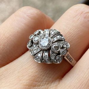 Vintage Bezel Round Cut White Sapphire Engagement Ring