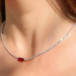 Created Ruby & White Sapphire Riviera Necklace