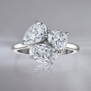 Pear & Heart & Oval Cut White Sapphire Engagement Ring