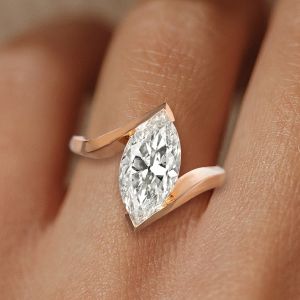 Rose Gold Marquise Cut White Sapphire Engagement Ring