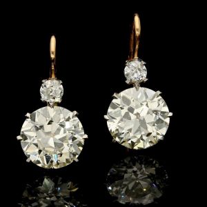 Antique Two Tone Round Cut White Sapphire Drop Earrings For Women