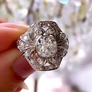 Vintage Milgrain Round Cut White Sapphire Engagement Ring