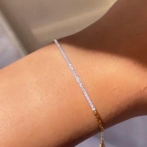 Classic Round Cut White Sapphire Bar Bracelet For Women