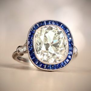 Vintage Cushion Cut White Sapphire Engagement Ring For Women