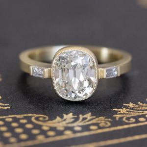 Golden Classic Cushion Cut White Sapphire Engagement Ring