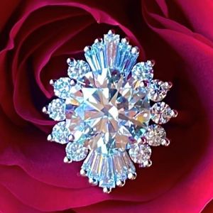 Halo Round Cut White Sapphire Engagement Ring Promise Ring