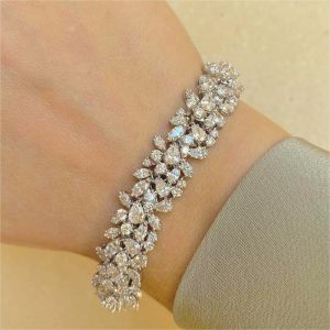 Multi Cut White Sapphire Tennis Bracelet For Women