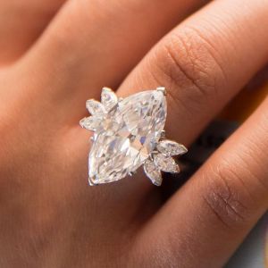 Art Deco Marquise Cut White Sapphire Engagement Ring