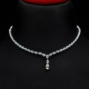 Classic Pear Cut White Sapphire Necklace For Women