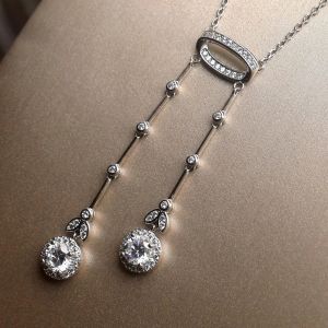 Vintage Round Cut White Sapphire Pendant Necklace For Women