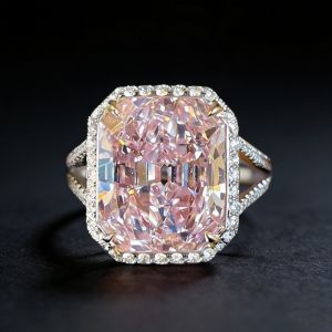 Split Shank Halo Radiant Cut Pink Sapphire Engagement Ring
