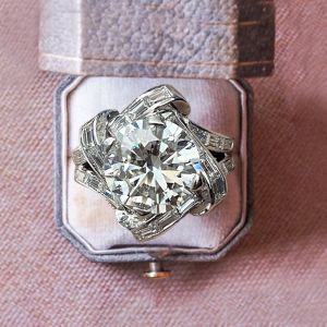 Unique Split Shank Round Cut White Sapphire Engagement Ring
