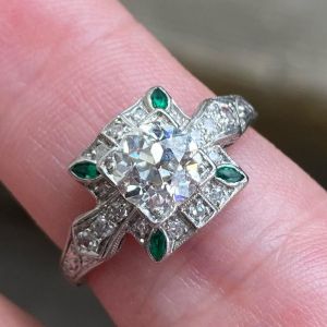 Vintage Halo White Sapphire Round Cut Engagement Ring
