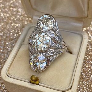 Vintage Split Shank White Sapphire Engagement Ring For Women