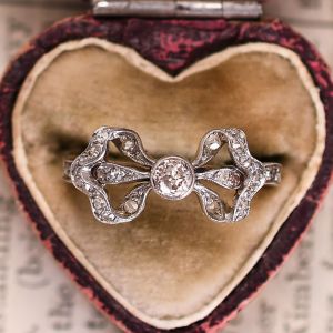 Cute Bow Design White Sapphire Round Cut Engagement Ring For Women