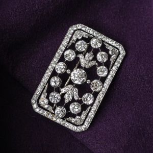 Vintage Halo White Sapphire Round Cut Brooch For Women