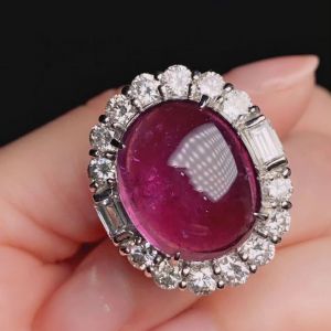 Vintage Halo Red & White Sapphire Oval Cut Engagement Ring For Women