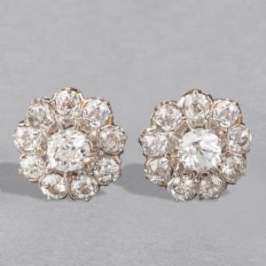 Vintage Halo White Sapphire Round Cut Stud Earrings For Women