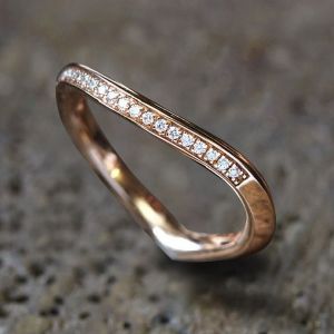 Rose Gold White Sapphire Round Cut Half Eternity Wedding Band