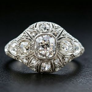 Vintage White Sapphire Cushion Cut Engagement Ring For Women
