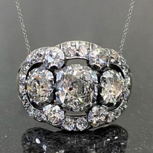 Vintage  Halo White Sapphire Cushion Cut Pendant Necklace For Women