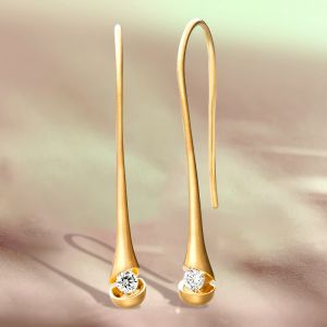 Unique Golden White Sapphire Round Cut Drop Earrings For Women