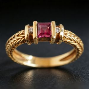 Nextearrings Art Deco Three Stone Ruby Sapphire Asscher Cut Engagement Ring For Women