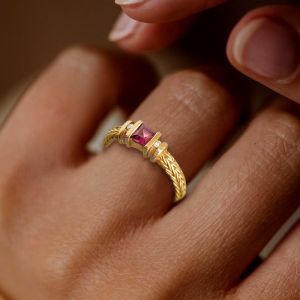Nextearrings Art Deco Three Stone Ruby Sapphire Asscher Cut Engagement Ring For Women