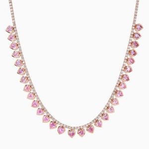 Rose Gold Heart Cut Pink Sapphire Necklace For Women