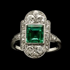 Vintage Halo Emerald & Round Cut Emerald Color Engagement Ring For women