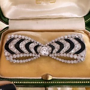 Art Deco Round Cut White Sapphire Bow Design Brooch For Women