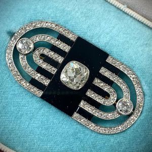 Art Deco Cushion Cut White Sapphire Brooch For Women