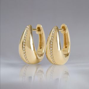 Golden Round Cut White Sapphire Hoop Earrings For Women