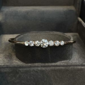 Classic Round Cut White Sapphire Bangle Bracelet For Women