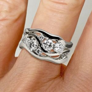 Fancy Round Cut White Sapphire Wedding Band For Women