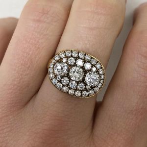 Double Halo Cushion & Round Cut White Sapphire Engagement Ring