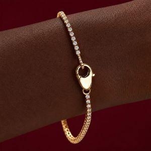 Unique Round Cut White Sapphire Tennis Lock Bracelet For Women