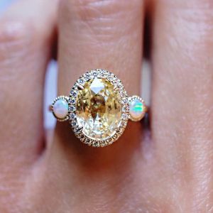 Vintage Hale Oval Cut Yellow Sapphire Engagement Ring Promise Ring