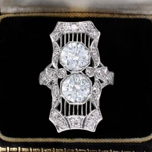 Art Deco Round Cut White Sapphire Engagement Ring For Women