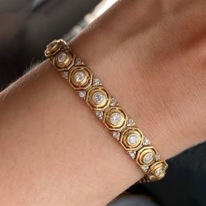 Vintage Honeycomb Design Round Cut White Sapphire Bracelet For Women