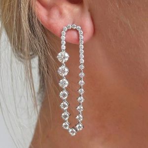 Unique Round Cut White Sapphire Drop Earrings For Women
