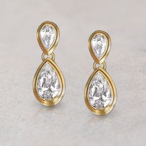 Golden White Sapphire Pear Cut Drop Earrings For Women