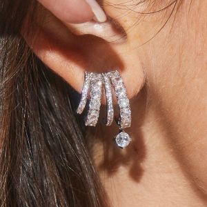 Fancy Round Cut White Sapphire Hoop Earrings For Women