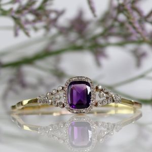 Two Tone Cushion Cut Purple Sapphire Tennis Bracelet For Women