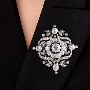 Antique White Sapphire Round Cut Brooch Pin