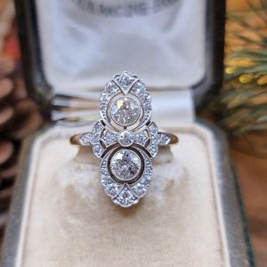 Two Tone Halo Round Cut White Sapphire Engagement Ring