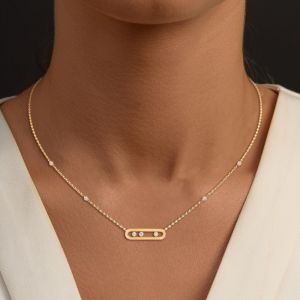 Golden Round Cut White Sapphire Pendant Necklace For Women