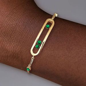 Unique Emerald Sapphire Round Cut Golden Bracelet For Women