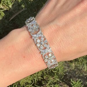 Milgrain White Sapphire Pear & Round Cut Tennis Bracelet For Women