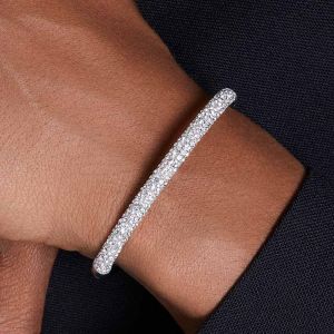 Pave Setting Round Cut White Sapphire Bangle Bracelet (5.15 CT. TW.)